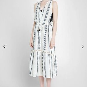 Ramy Brook Black and White Striped Midi Dress